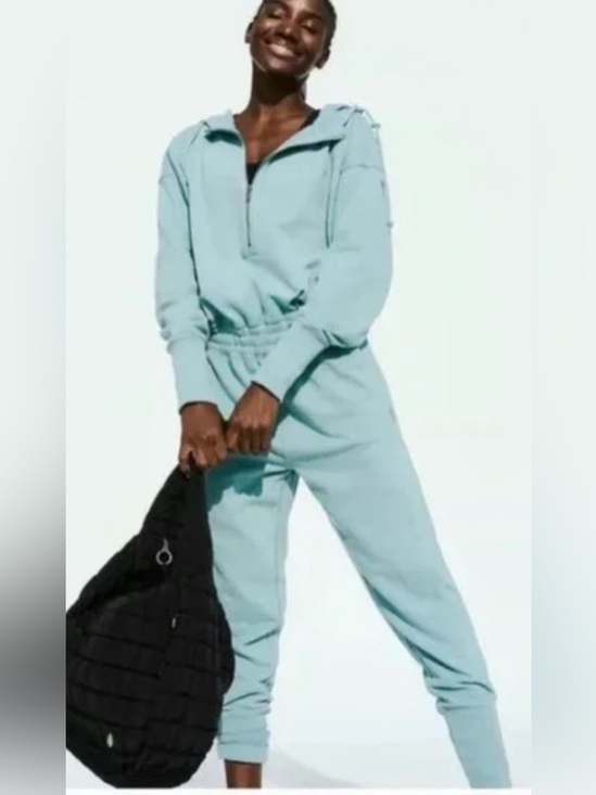 Free People Movement Training Day Jumpsuit Eucalyptus Turquoise - M